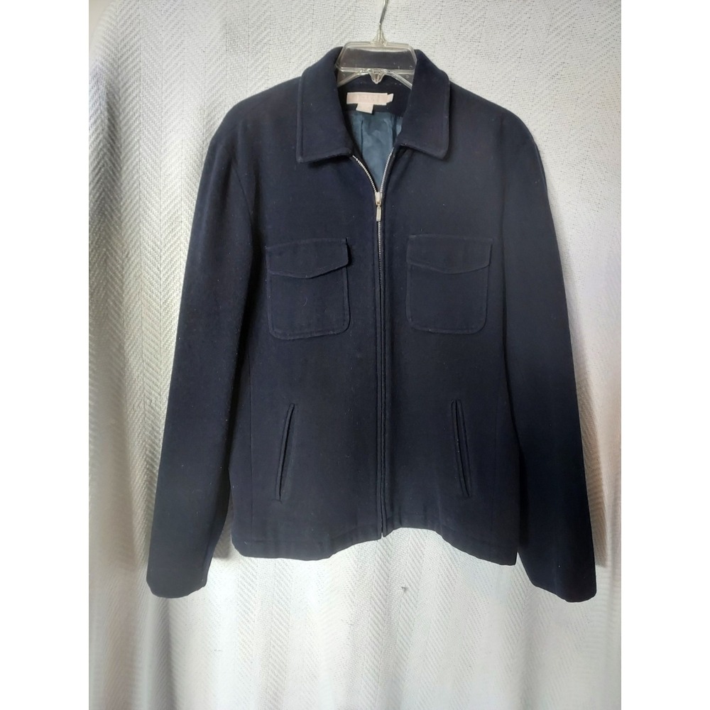 J Crew Factory City Coat, zip front, chest pockets, slit pockets, Size Large